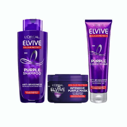 L’Oreal Elvive Colour Protect Anti-Brassiness Purple Shampoo, Conditioner & Mask