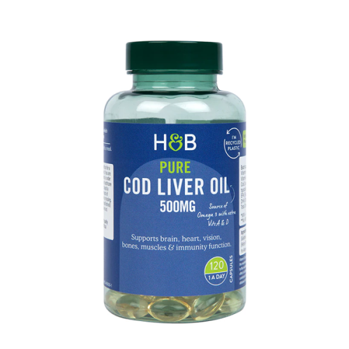 Holland & Barrett Pure Cod Liver Oil 500mg 120 Capsules