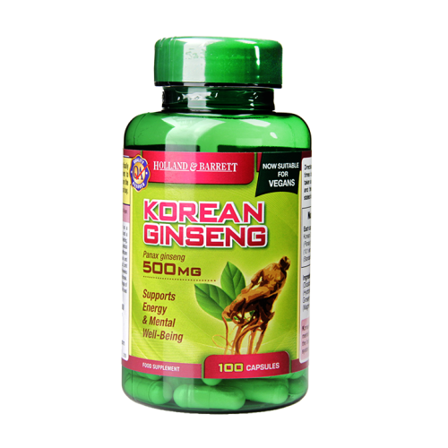 Holland & Barrett Vegan Korean Ginseng 500mg 100 Capsules