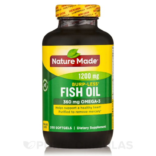 Fish Oil 1200mg Omega-3 360mg BurpLess 200 Softgels