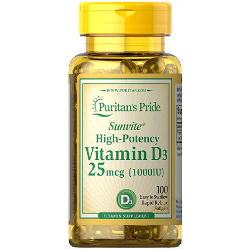 Puritan’s Pride Vitamin D3 25mcg (1000 IU) 100 Softgels