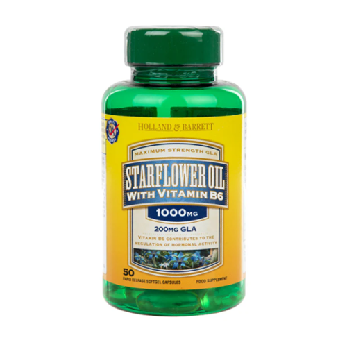 Holland & Barrett Starflower Oil 50 Capsules 1000mg with Vitamin B6