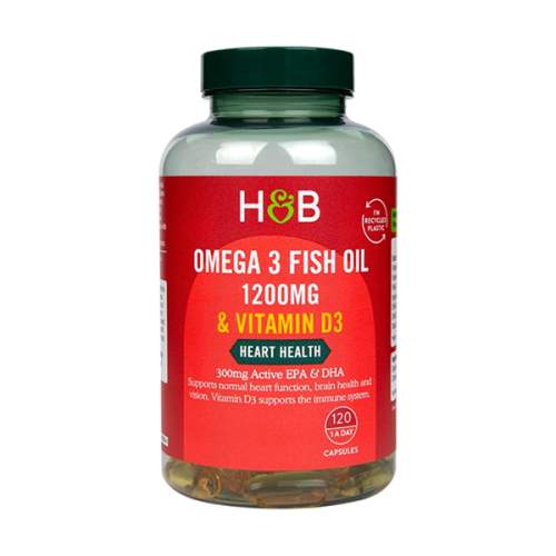 Holland & Barrett Omega 3 Fish Oil + D3 1200mg 120 Capsules