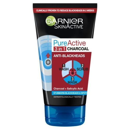 Garnier Pure Active 3 in 1 Charcoal Wash Scrub Mask 150ml