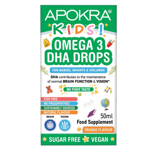 APOKRA Kids Vegan Omega 3 DHA Drops No Fishy Taste 50ml