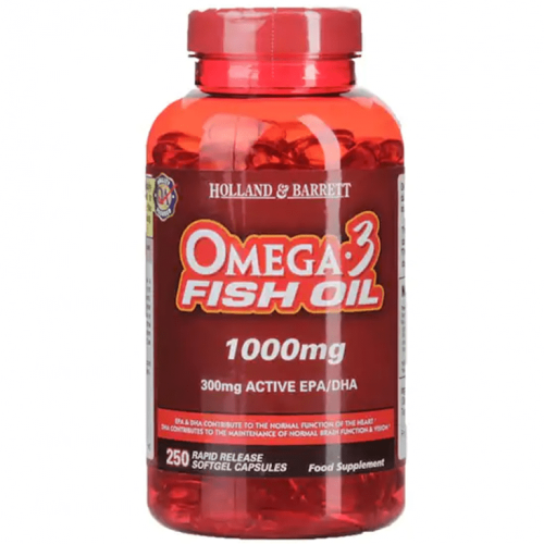 Holland & Barrett Omega 3 Fish Oil Concentrate 1000mg 250 Capsules