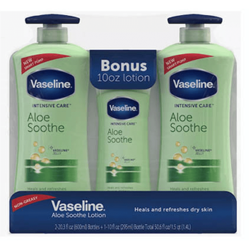 Vaseline Intensive Care Aloe Soothe Body Lotion 20.3 oz. 2 Pack with 10 oz Bottle