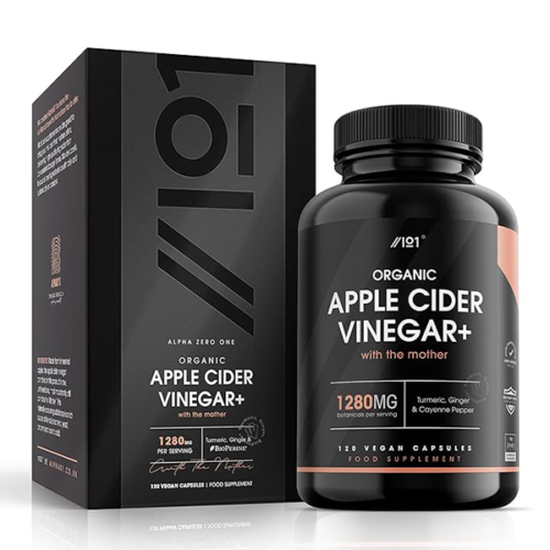 ALPHA01 Organic Apple Cider Vinegar 1280mg with The Mother120 Vegan Capsules