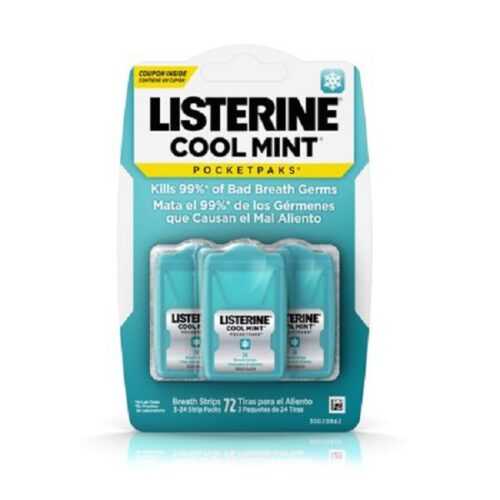 Listerine Cool Mint Pocket Paks Breath Strips 72 Count