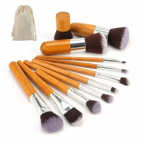 Bamboo make up brush set Brown