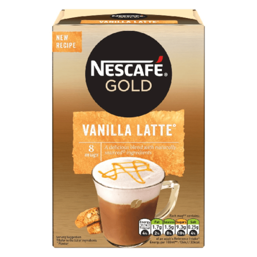 Nescafe Gold Vanilla Latte Instant Coffee 8 Sachets 148g