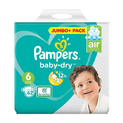 Pampers Baby Dry Belt Up To 12h 6 (13-18 Kg) 62 Nappies