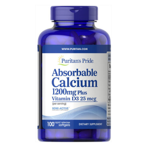 Puritan’s Pride Absorbable Calcium 1200 mg with Vitamin D3 1000 IU 100 Softgels