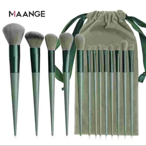 3 pcs green make up brush set