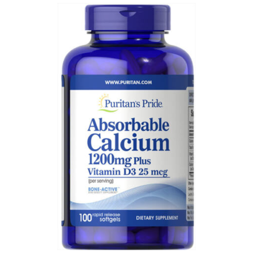 Puritan’s Pride Absorbable Calcium 1200 mg with Vitamin D3 1000 IU -100 Softgels