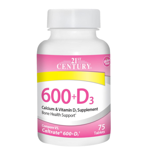 21st Century 600+ D3 Supplement 600mg 75 Tablets