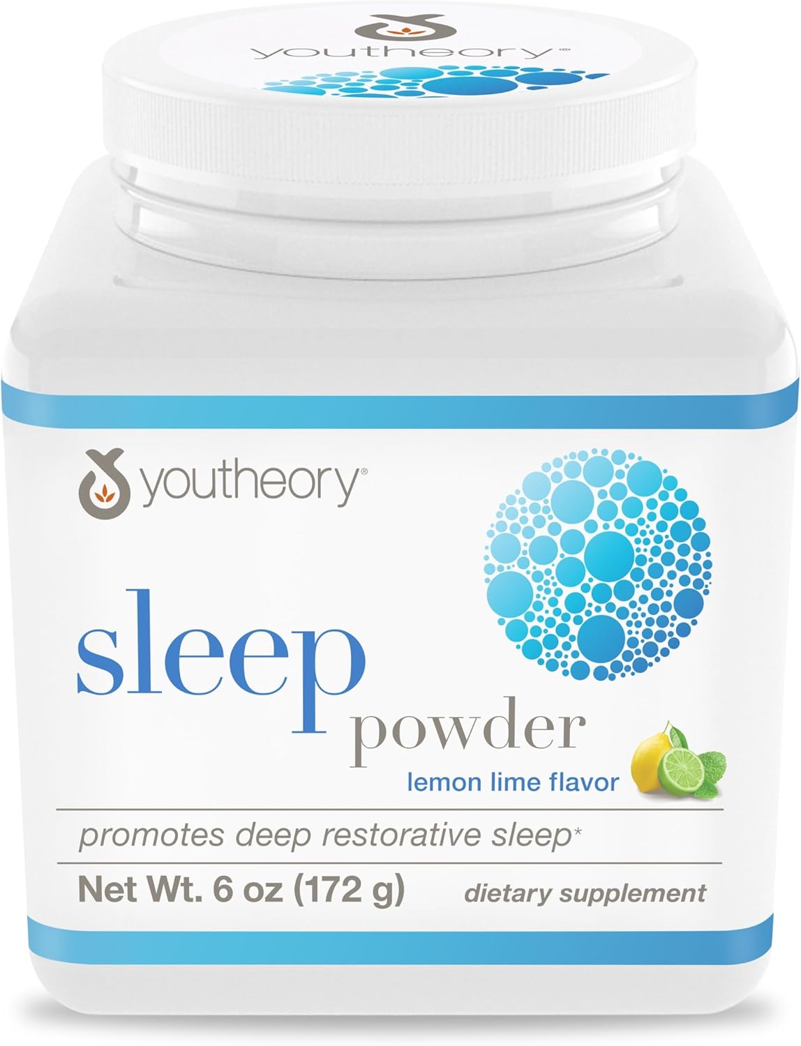 Youtheory Sleep Powder Lemon Lime Flavor Promotes Deep Restorative Sleep 172g