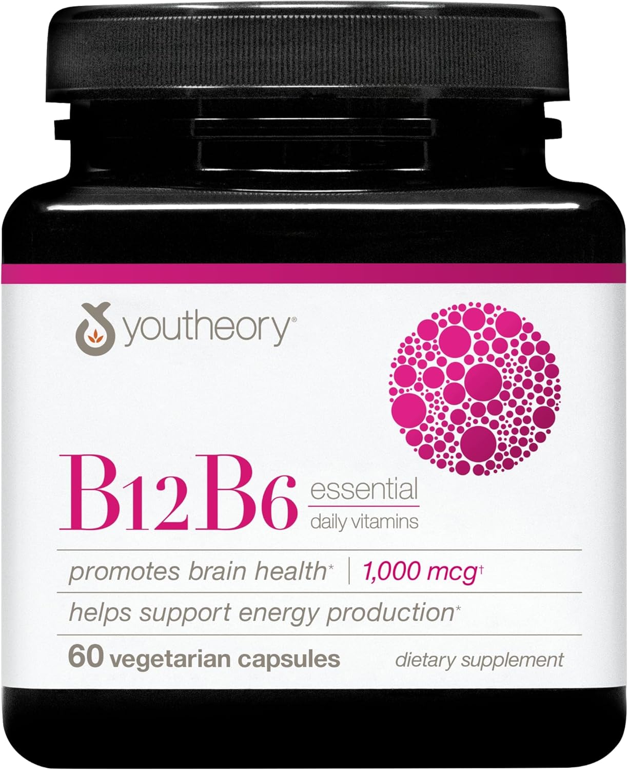 Youtheory B12B6 Vegan Vitamin B6 & Vitamin B12 Offers Brain Health, Energy & Immunity Support  60 Vegetarian