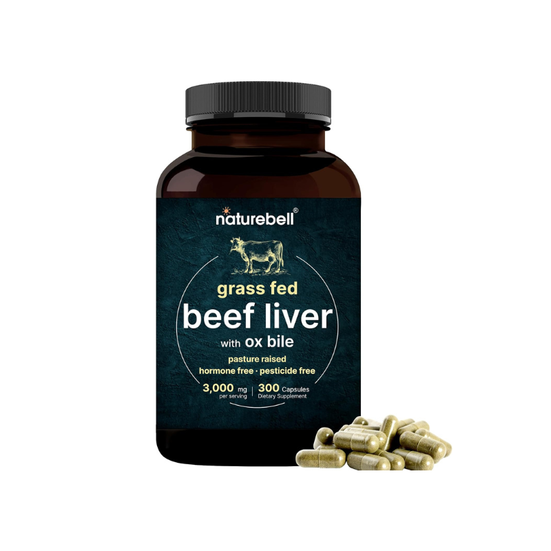 Naturebell grass Fed Beef Liver Capsules with Ox Bile 3000mg Per Serving 300 Capsules