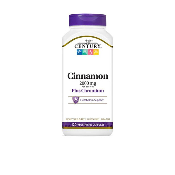 21st Century Cinnamon 2000mg Per Serving Plus Chromium Vegetarian 120 Capsules
