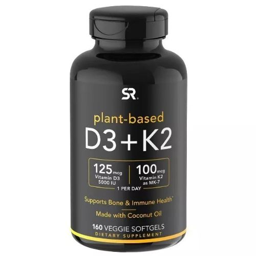 Sports Research SR Plant Based Vitamin D3 125mg + K2 100mcg 160 Veggie Softgels