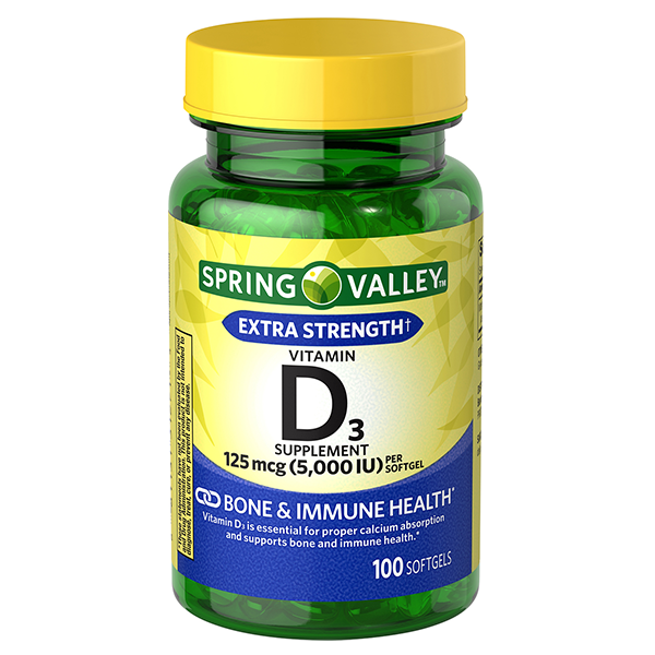 Spring Valley Vitamin D3 5,000IU 100 Softgels