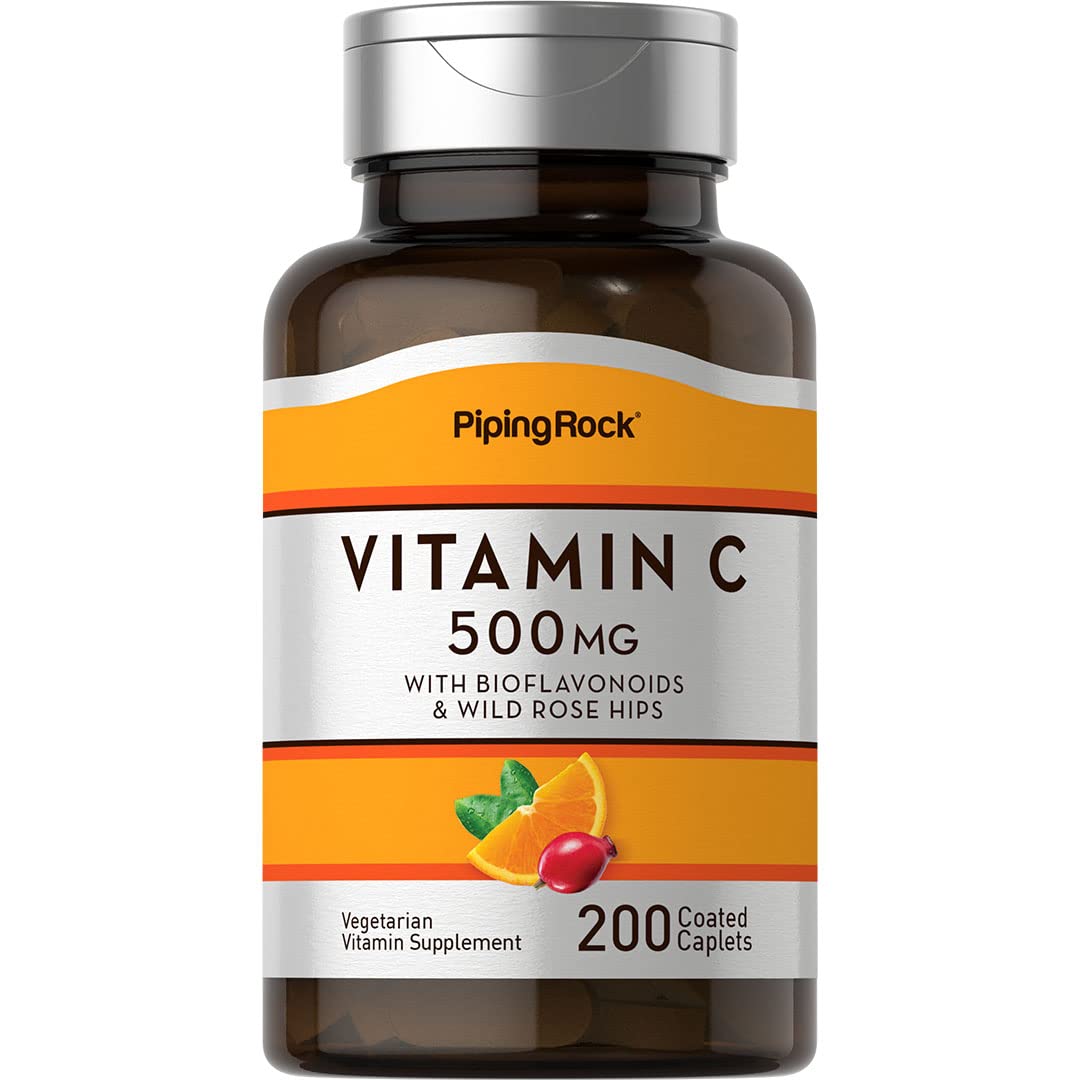 Piping Rock Vitamin C 500mg With Wild Rose HIPS 200 Coated Caplets