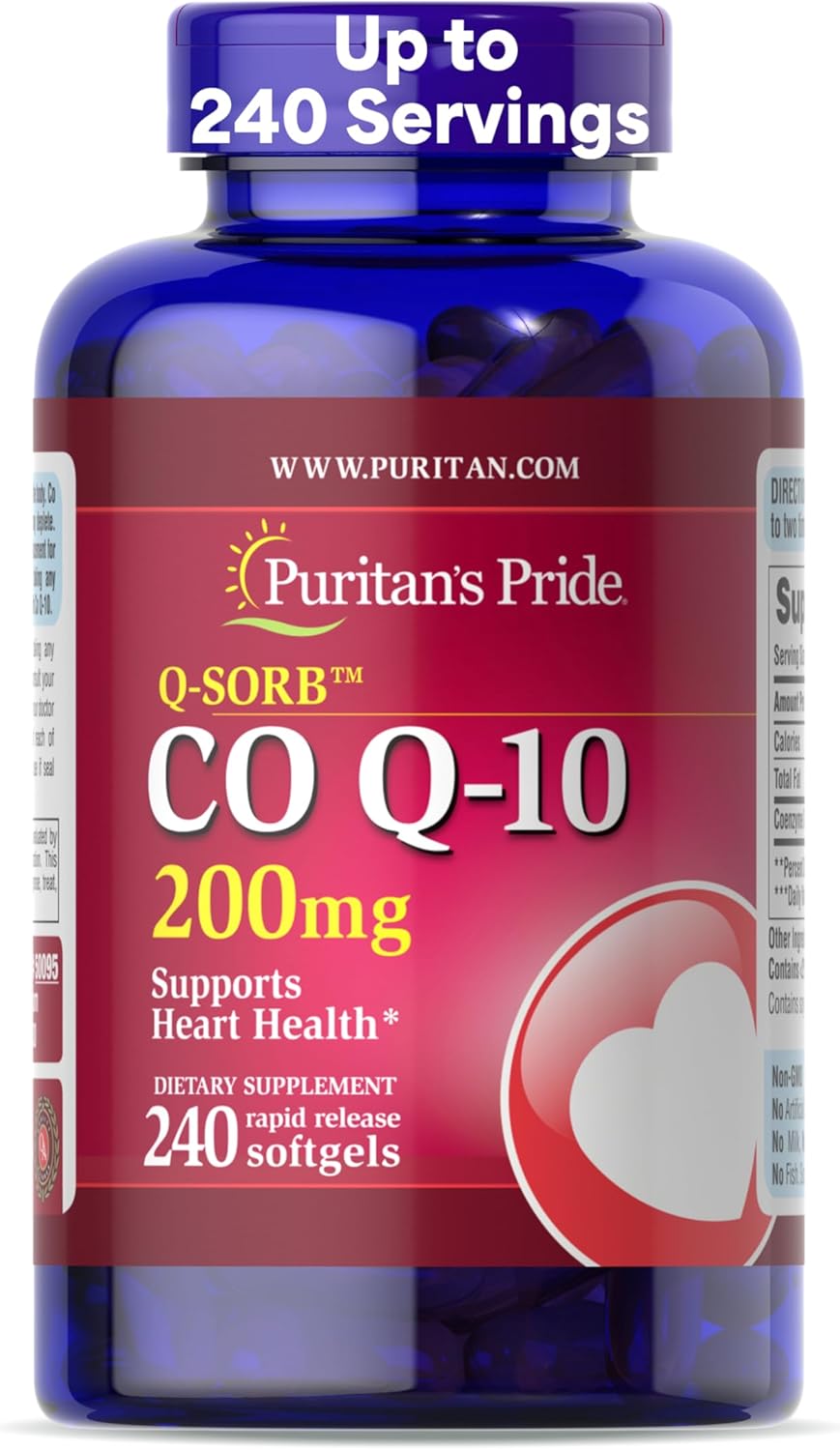 Puritan’s Pride Coq10 200mg Supports Heart Health 240 Rapid Release Softgels