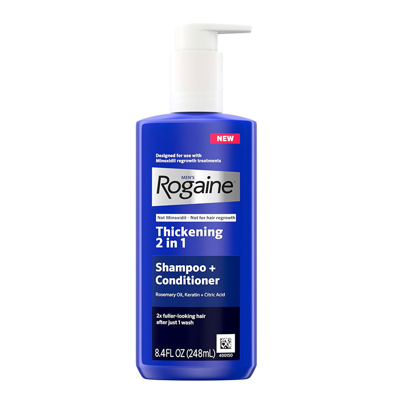 Rogaine Men’s Thickening 2 in 1 Shampoo + Conditioner, Hair Thickening Shampoo & Conditioner with Rosemary Oil, Keratin & Citric Acid Leaves 248ml