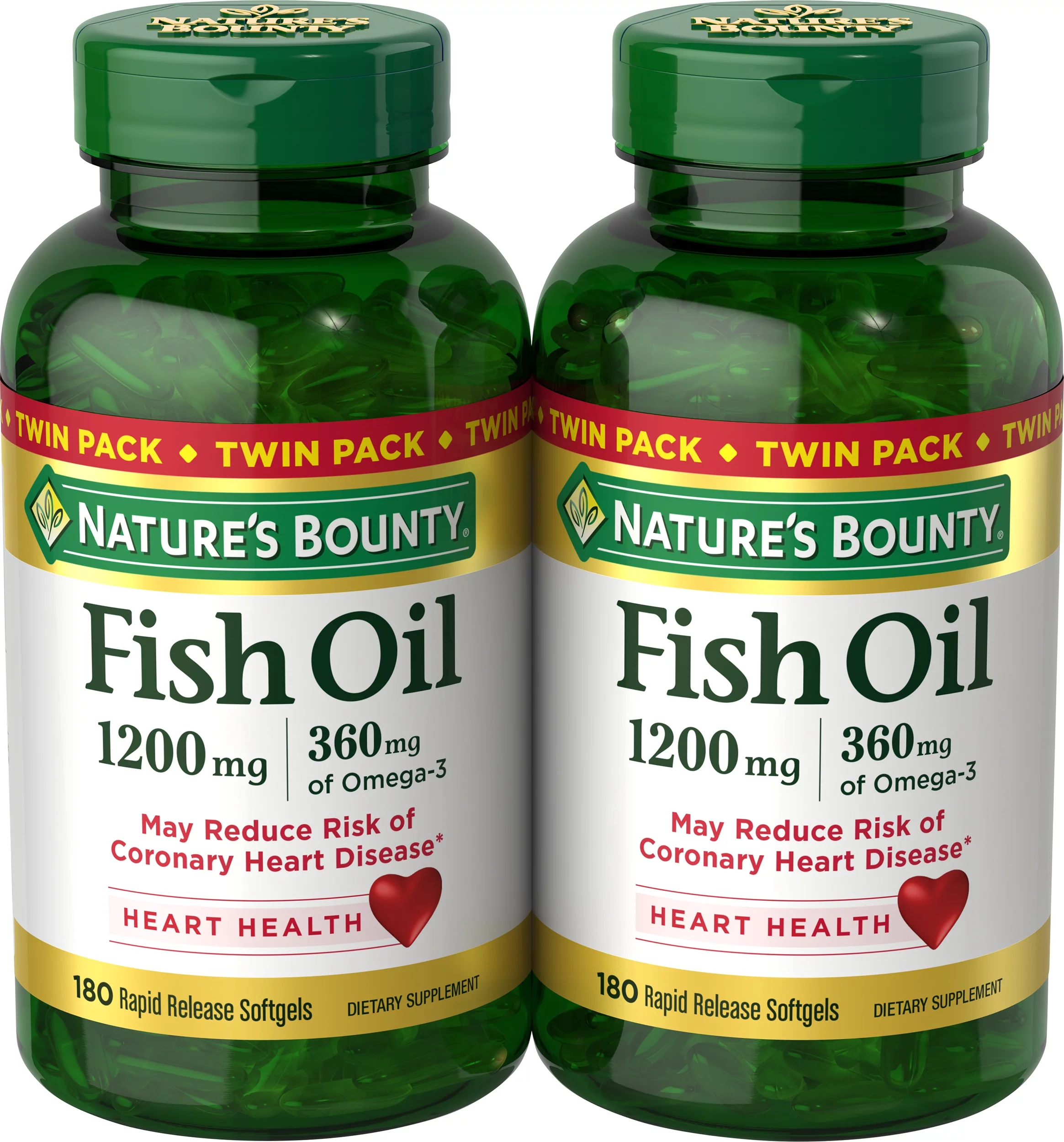 Nature’s Bounty Fish Oil Softgels 1200mg 180 Softgels (2 Pack)