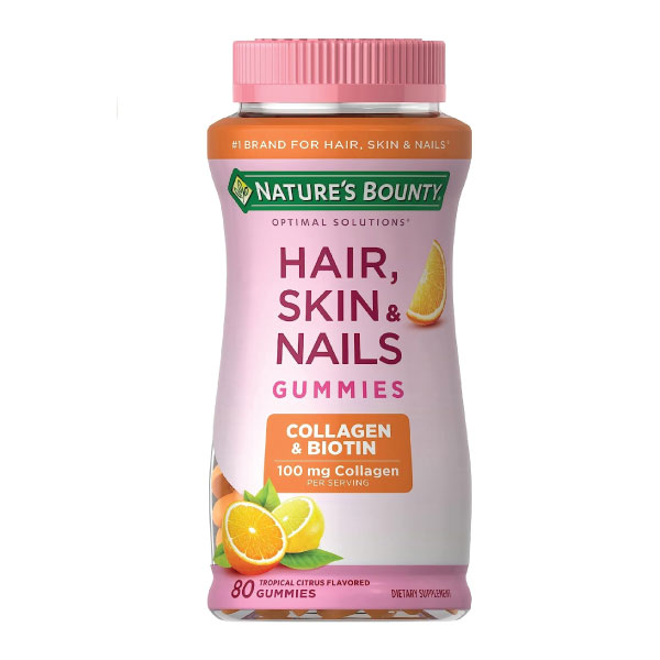 Nature’s Bounty Hair Skin & Nails + Collagen 2500mcg Biotin 100mg Collagen 80 Gummies