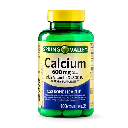 Spring Valley Calcium plus Vitamin D Coated 600mg 100 Tablets