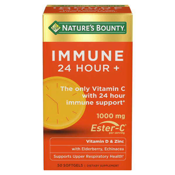 Nature’s Bounty Immune 24 Vitamin C, D & Zinc for Immune Support 1000mg 50 Softgels