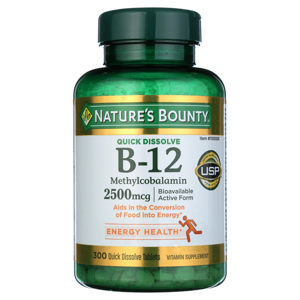 Nature’s Bounty B-12 2500mcg Quick Dissolve 300 Tablets