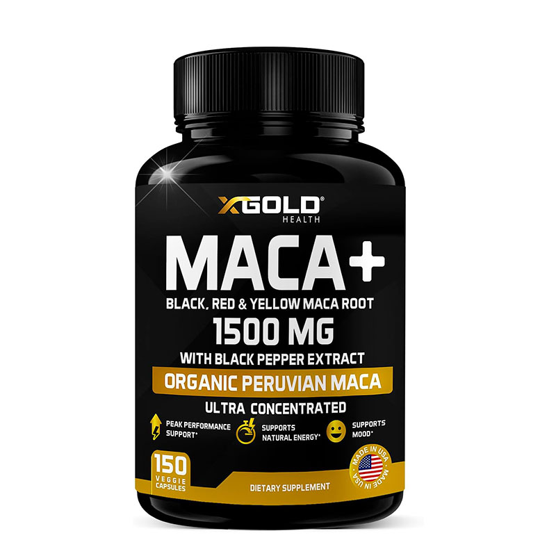 X Gold Health Organic Maca Root Capsules Black Yellow Red Strongest 1500 mg 150 Capsules