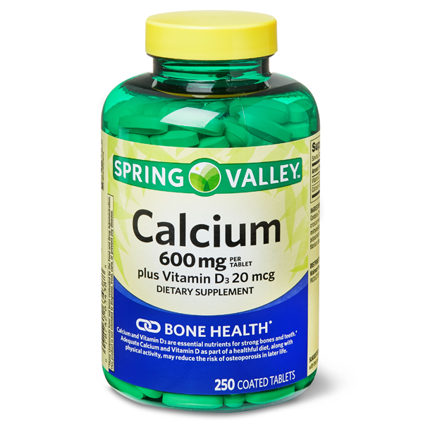 Spring Valley Calcium & Vitamin D3 Mineral Supplements Unflavored 250 Tablets