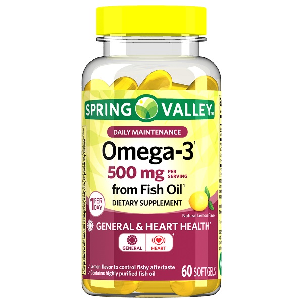 Spring Valley Omega-3 Fish Oil† 500mg 60 Softgels