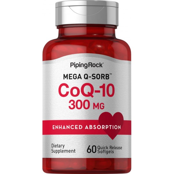 Pipingrock Mega Q-Sorb CoQ10 with Black Pepper 300 mg 60 Quick Release Softgels