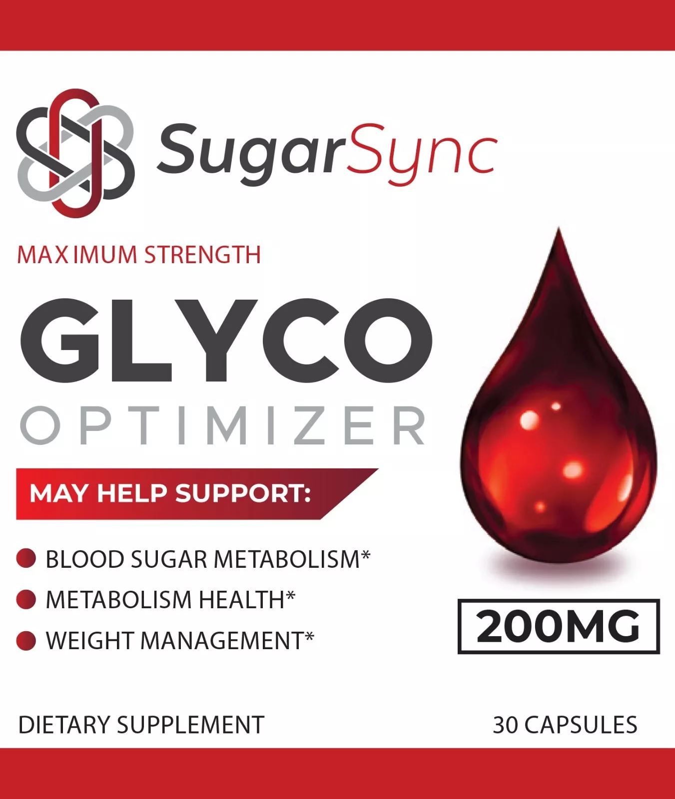 SugarSync Glyco Optimizer Blood Health Support 200mg 30 Capsules Genuine Sugar Sync