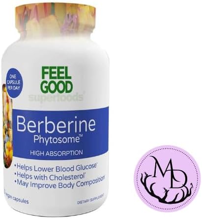 Feel Good Superfoods Berberine Phytosome120 Vegan Capsules + Dri Store Sticker