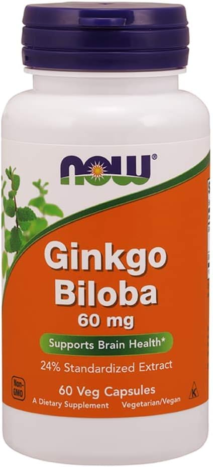 Now Foods Ginkgo Biloba 60mg 60 Veg Capsules