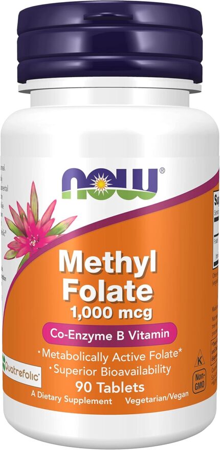 Now Foods Methyl Folate (Folic Acid) 1000mcg 90 Vegan Tablets