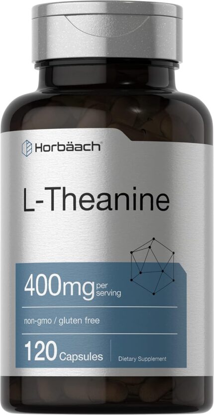 Horbäach L-Theanine Supplement | 400mg  120 Powder Capsules  Non-GMO & Gluten Free