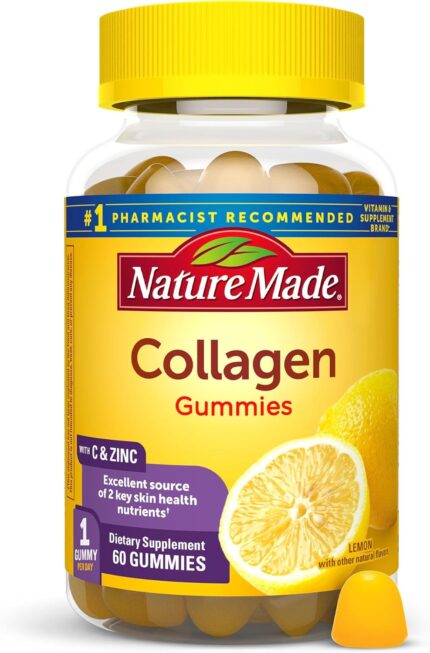 Nature Made Collagen Gummies Hydrolyzed Collagen Peptides Supplement 60 Count