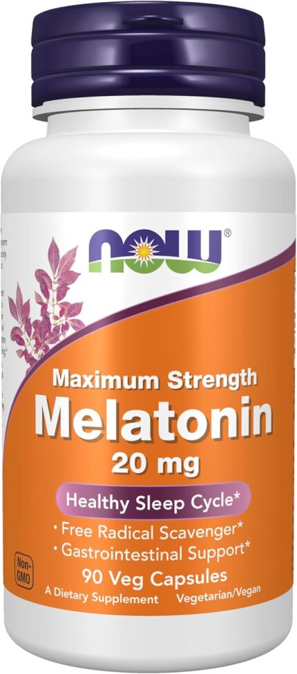 NOW Foods Maximum Strength Melatonin 20mg 90 Veg Capsules