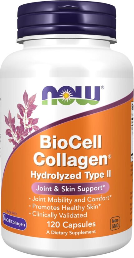 NOW Foods BioCell Collagen® Hydrolyzed Type II Clinically Validated 120 Veg Capsules