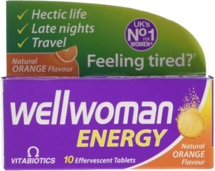 Vitabiotics Wellwoman Energy Orange 10 Dissolving Multivitamins Effervescent Tablets for Woman Natural Orange Flavour