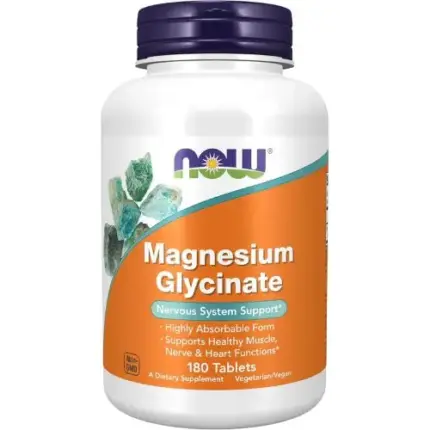 NOW Foods Supplement Magnesium Glycinate 100 mg 180 Tablets | Highly Absorbable Form,