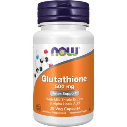 NOW Foods Supplements, Glutathione 500 mg, With Milk Thistle Extract & Alpha Lipoic Acid, Free Radical Neutralizer 30 Veg Capsules