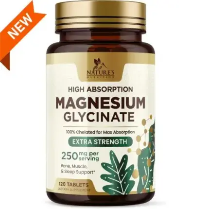 Nature’s Nutrition Magnesium Glycinate 250mg (120 Tablets | High Absorption Magnesium Glycinate